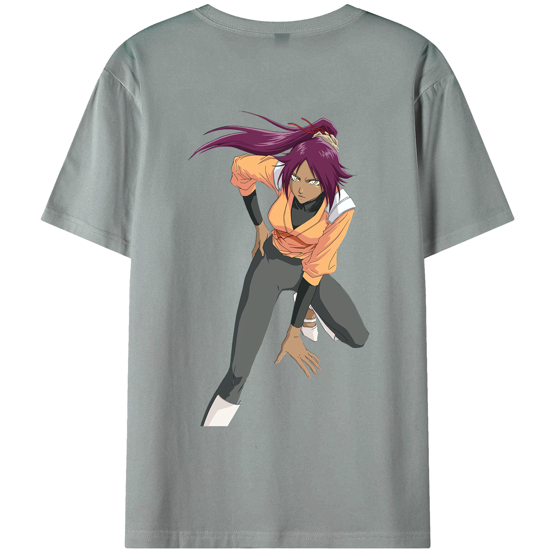 （画像用） ブリーチ 四楓院 夜一（しほういん よるいち） BLEACH Shihouin Yoruichi 綿100％ メンズ半袖Tシャツ（バックプリント） 通気性